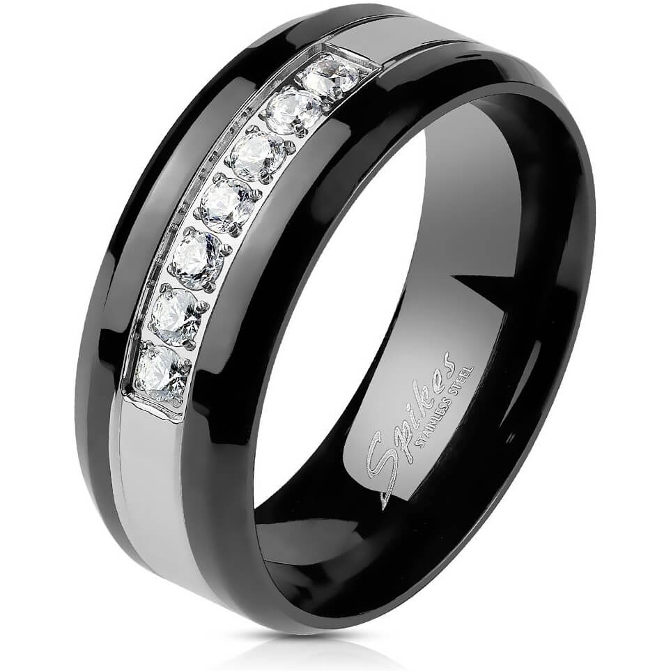 Anneau 7 Zircone Noir Argent