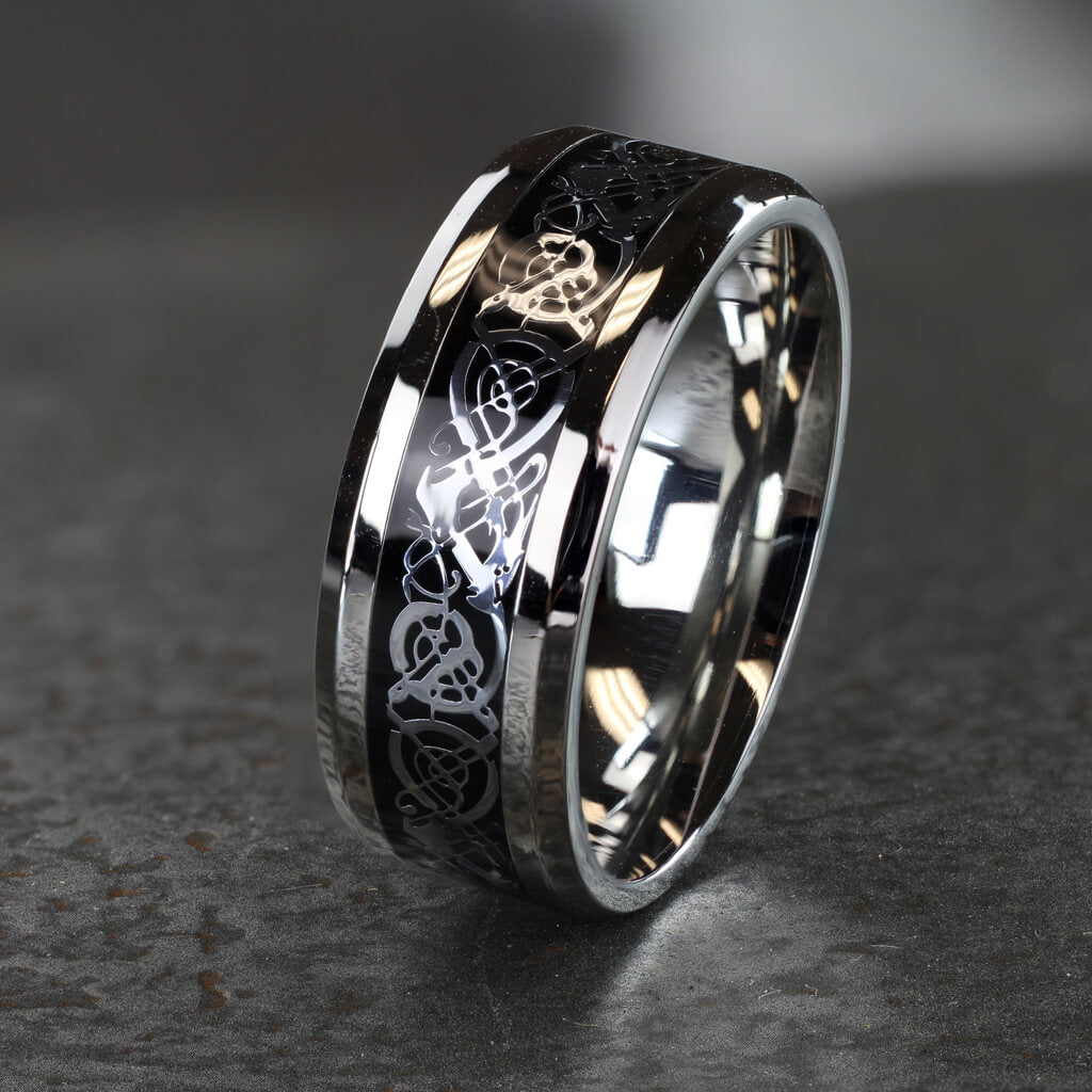 Celtic Dragon Black Silver