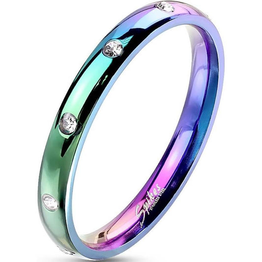 Anneau 10 Zircone Arc-en-ciel