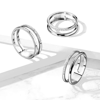 Double Ring Zirconia Silver