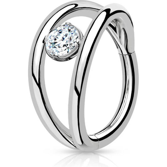 Ring Ball Zirconia Silver Clicker