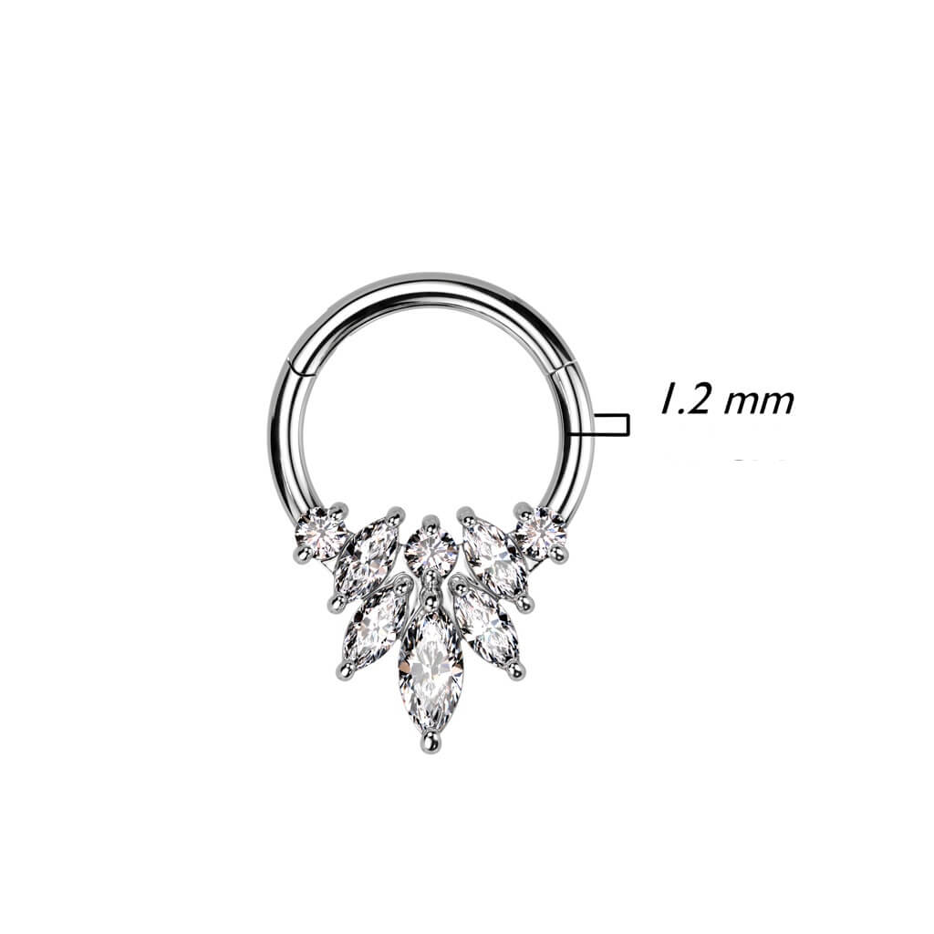 Anello Piercing Fiori di zirconi Clicker