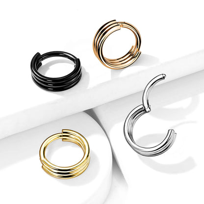 Ring Triple Layered Hoops Clicker