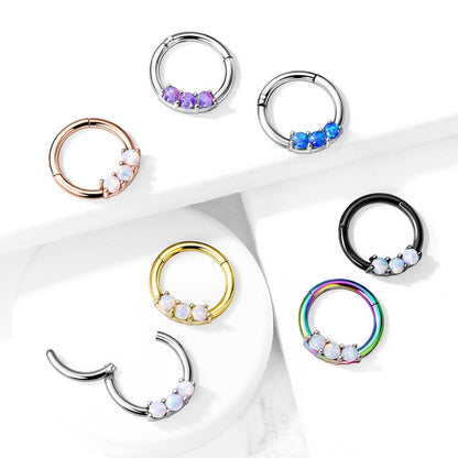 Anello Piercing 3 opali Clicker