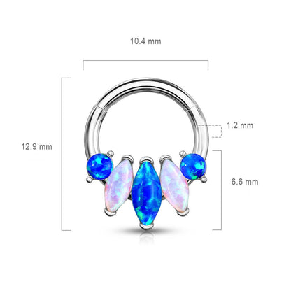 Anello Piercing 5 opali taglio marquise Clicker