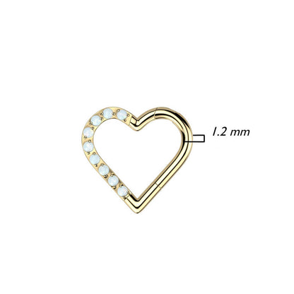 Titanio Anello Piercing  Cuore di opali Clicker