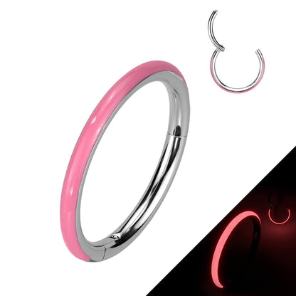 Titanio Anello Piercing Luminescente al buio Clicker