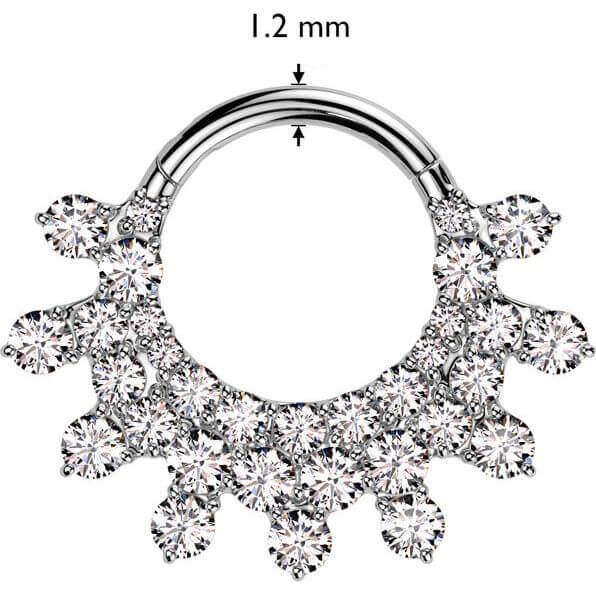 Titanio Anello Piercing Corona di Zirconi incastonati Clicker