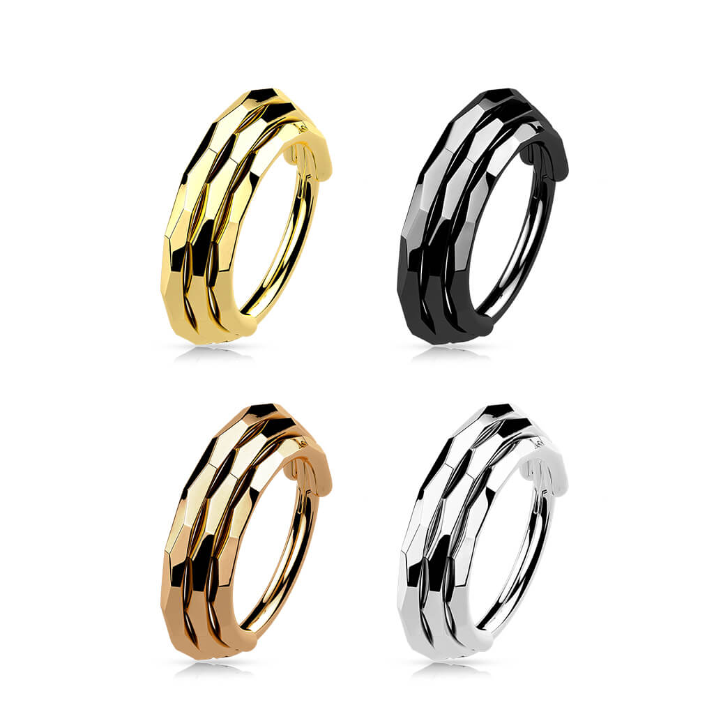 Titanio Anillo Triple fila Clicker