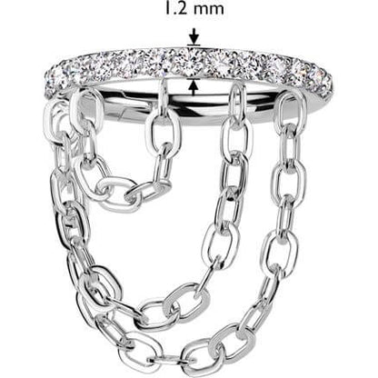 Titanio Anillo Triple Cadena Colgante Circonita Clicker