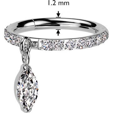 Titanium Ring zirconia marquise cut dangle Segment