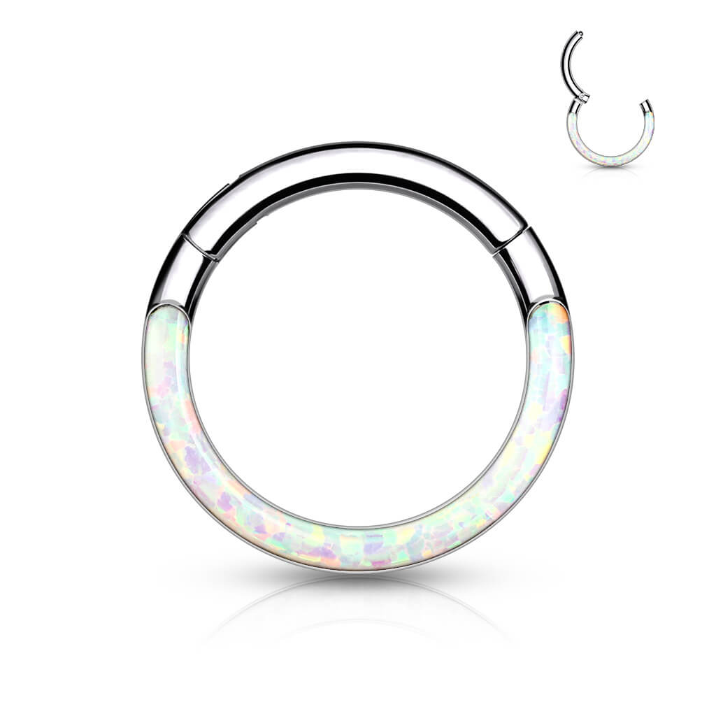 Titanio Anello Piercing Opale Clicker