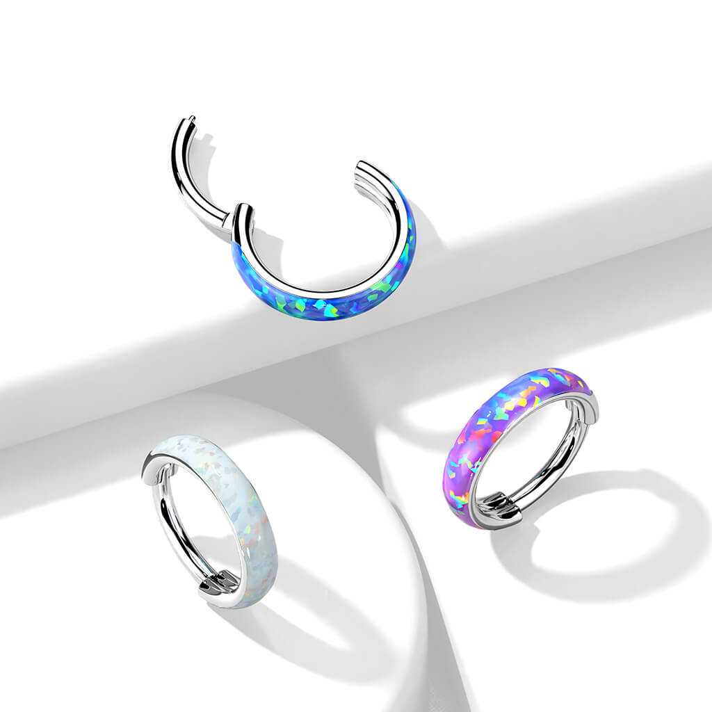 Titanium Ring Opal Clicker