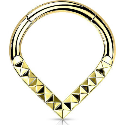 Titanio Anello Piercing Chevron con dentellatura piramidale Clicker