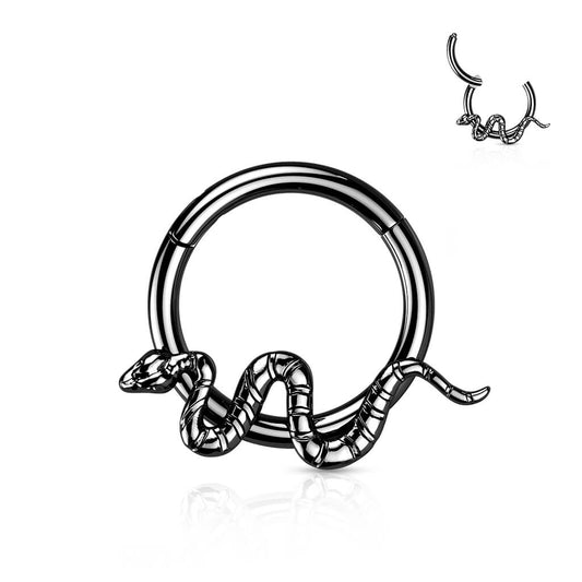 Titane Anneau Serpent Argent Cliqueur