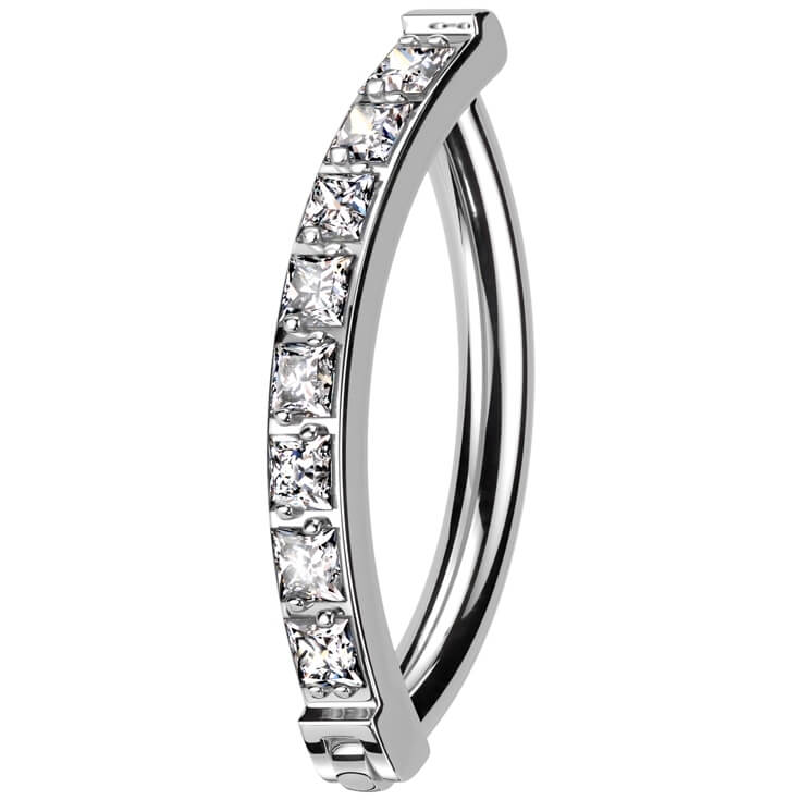 Titanium Ring zirconia pave setting Clicker