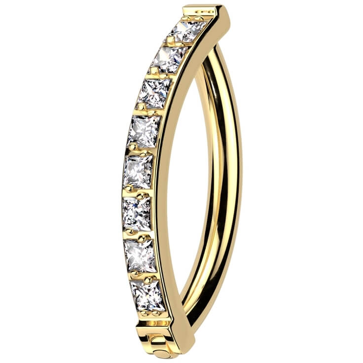 Titanium Ring zirconia pave setting Clicker