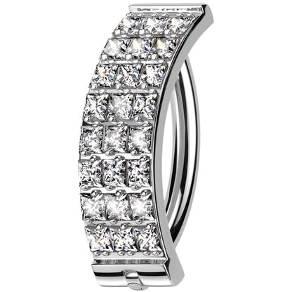 Titanium Ring 3 lines zirconia pave setting Clicker