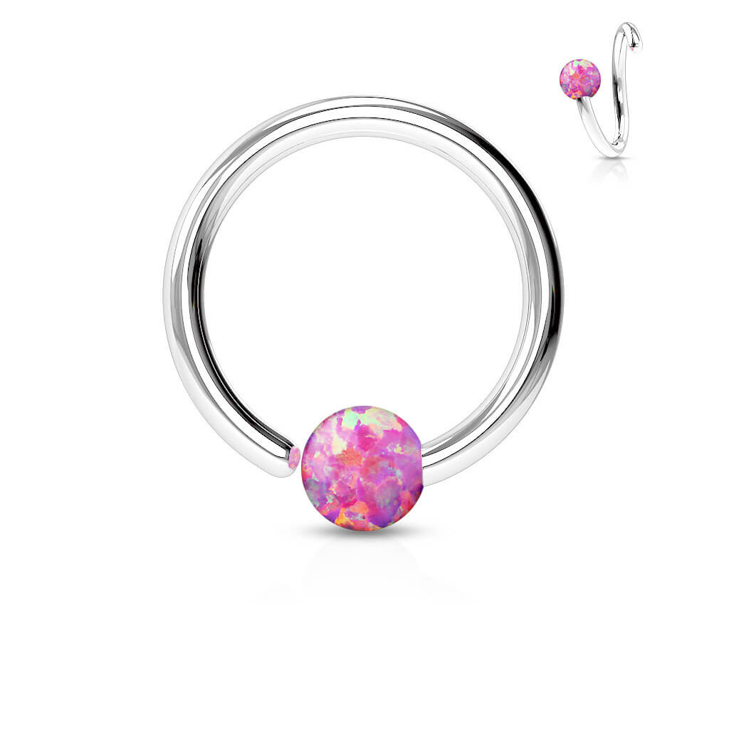 Ring Ball Opal Silver Bendable