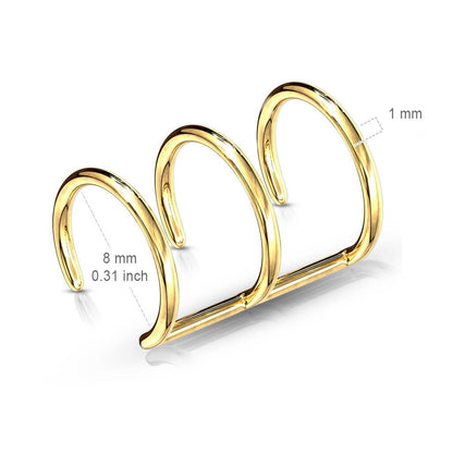 Oreja Falsa Triple anillo de oro Flexible