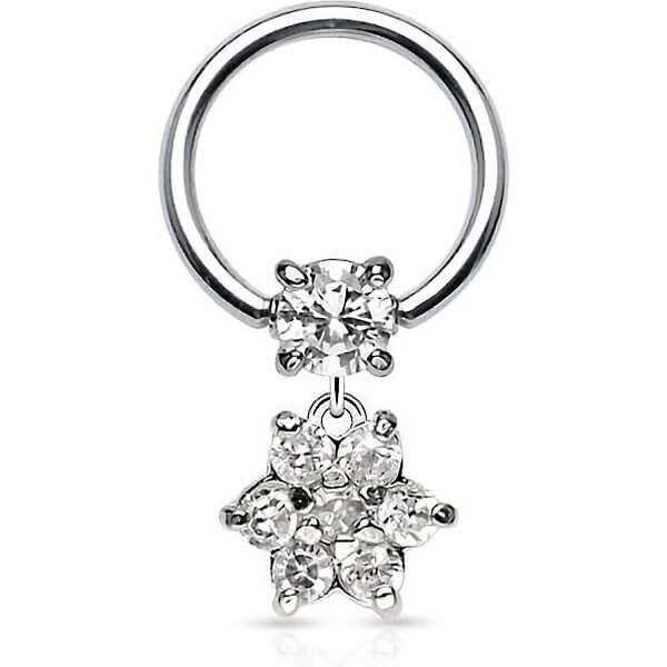 Anneau Pendentif Fleur Zircone Argent Bille Captive