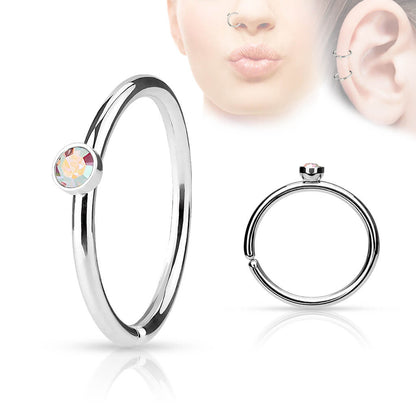 Anello Piercing Sfera con zircone Pieghevole