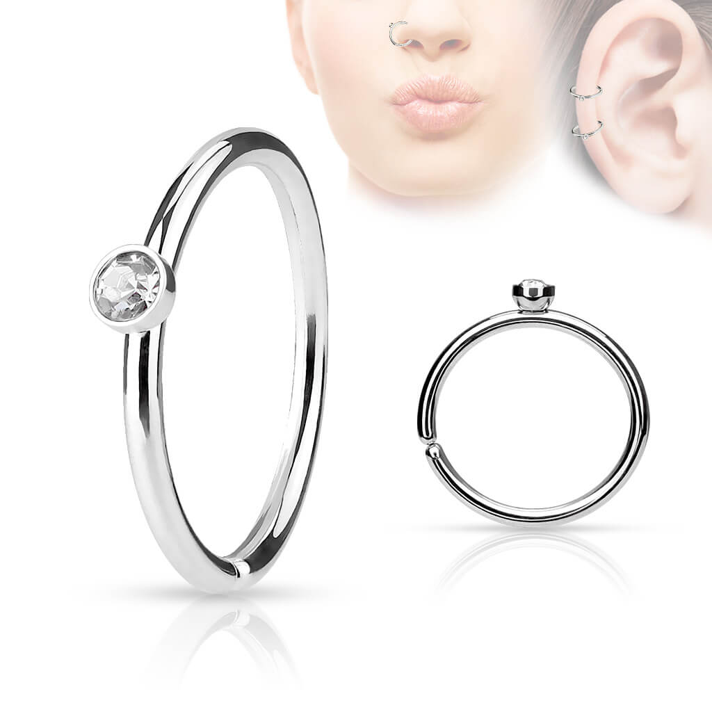 Anello Piercing Sfera con zircone Pieghevole