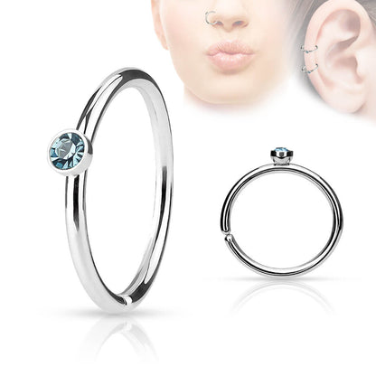 Anello Piercing Sfera con zircone Pieghevole