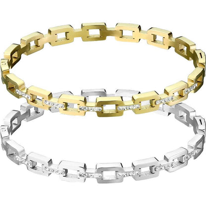 Bracelet liens carrés en zircone sertis pave