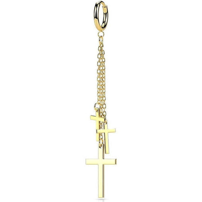 Boucle d'Oreille Pendentif Chaine Croix Cliqueur