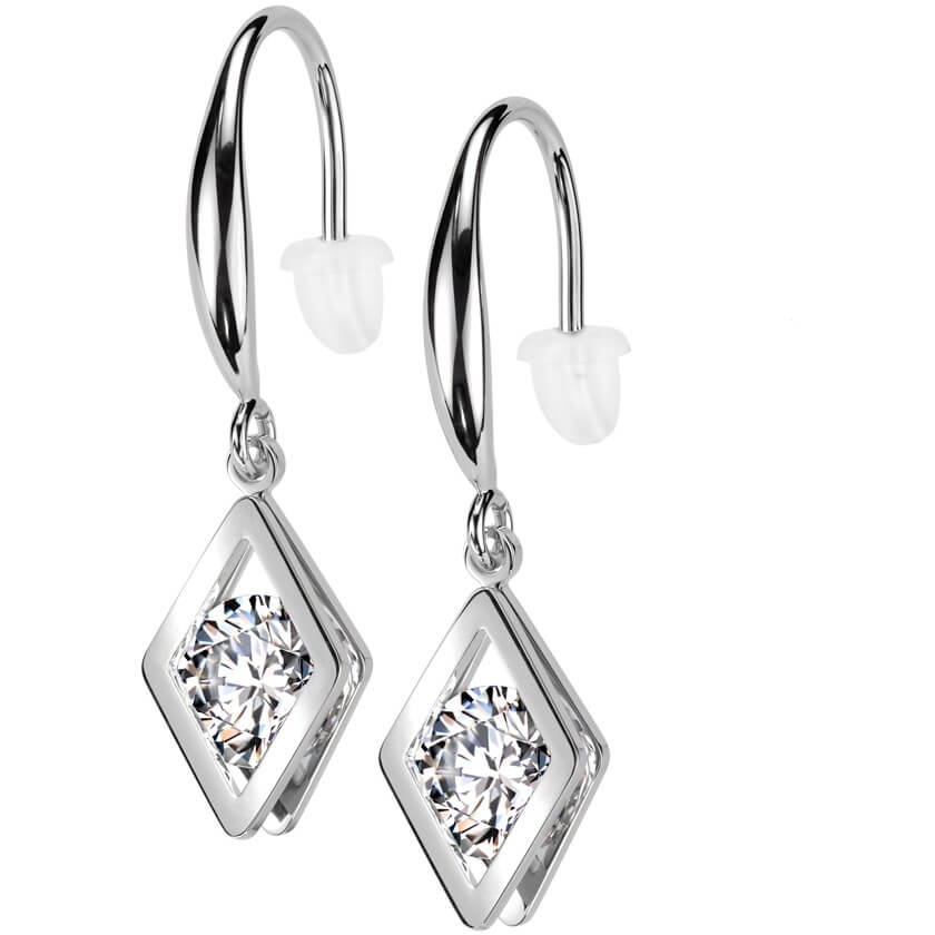 hollow diamond dangle zirconia