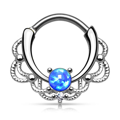 Septum Piercing Clicker Opal Silver Clicker