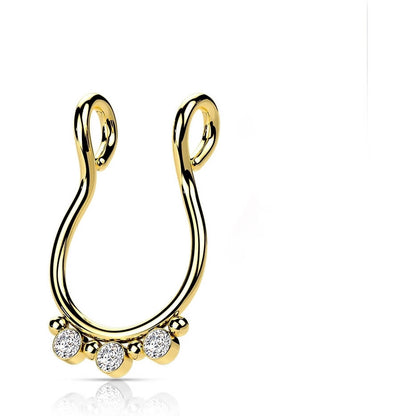 Fake Nose Piercing Septum 3 Zirconia Flat Bendable