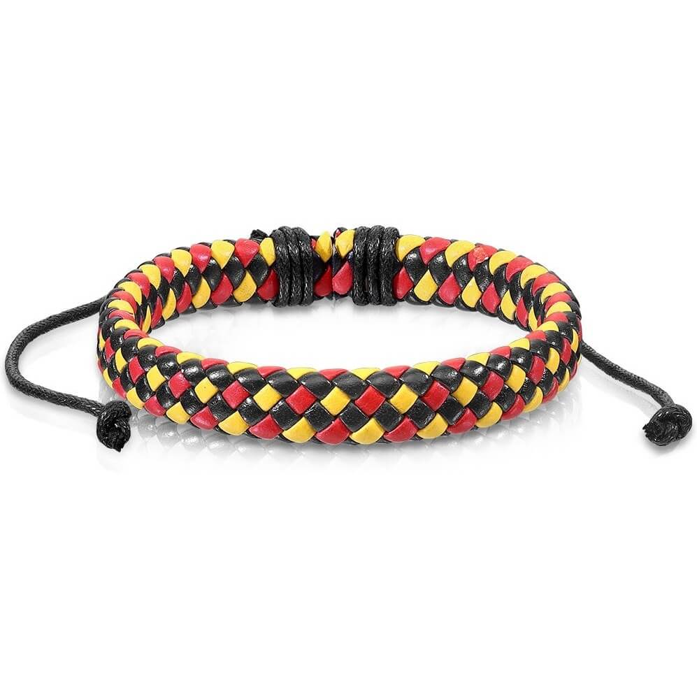 Bracelet Damier Noir Jaune Rouge