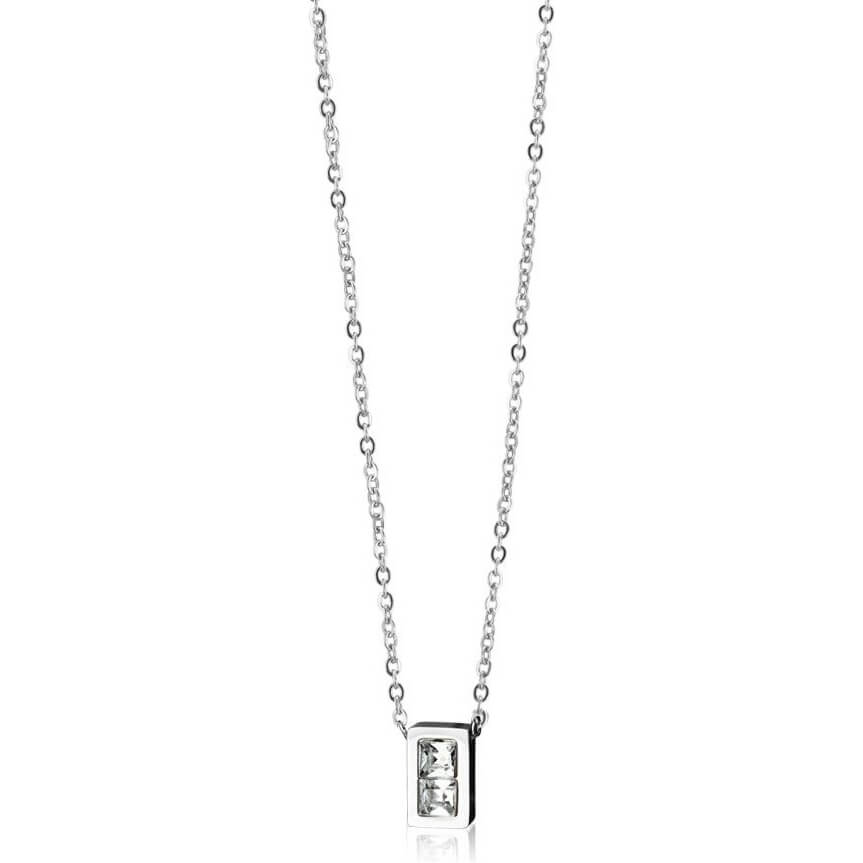 Collier Carré Zircone Argent