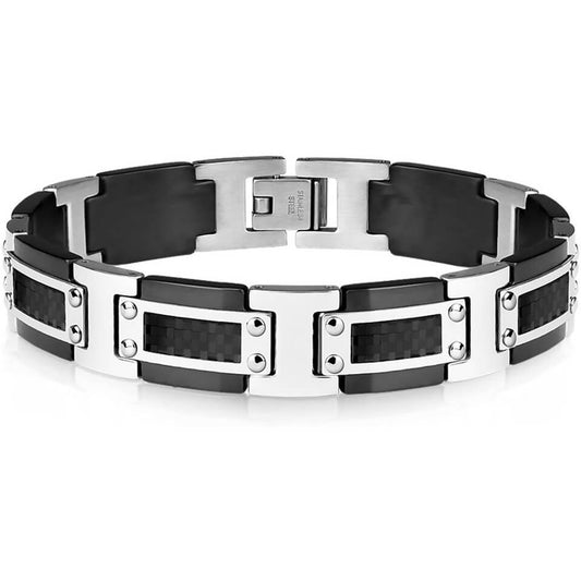 Bracelet Carbone Noir Argent