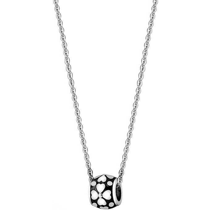 Clover Leaf Round Black Silver