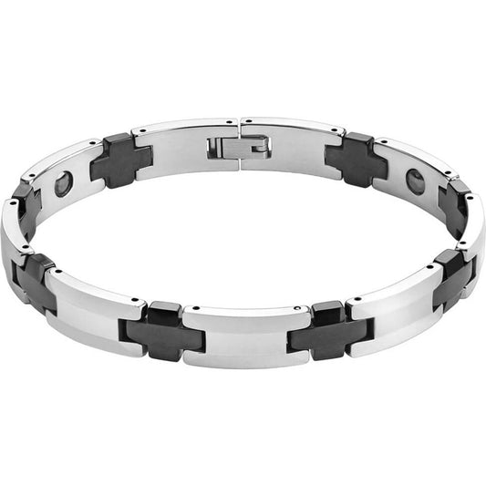 Bracelet Croix Noir Argent