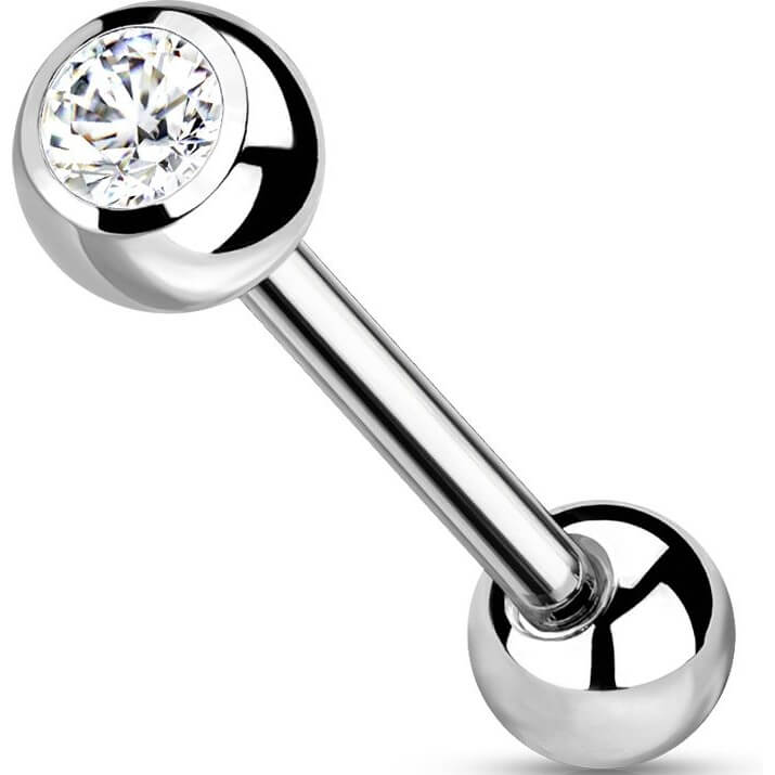 Titanio Barbell Sfere argento con zirconi