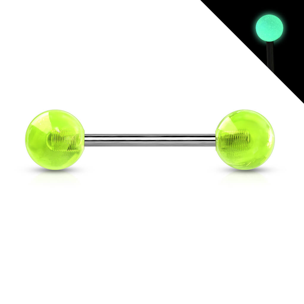 Titanium Barbell Acrylic Ball Glow in the Dark