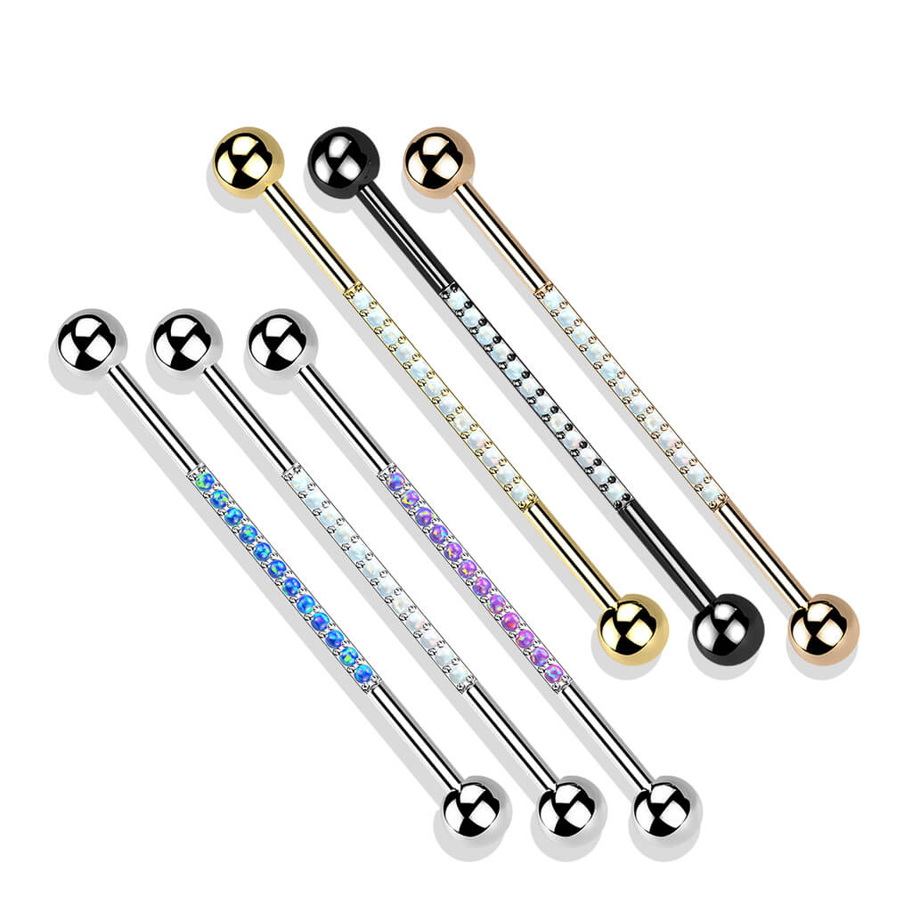 Titanium Industrial Barbell Zirconia Opal