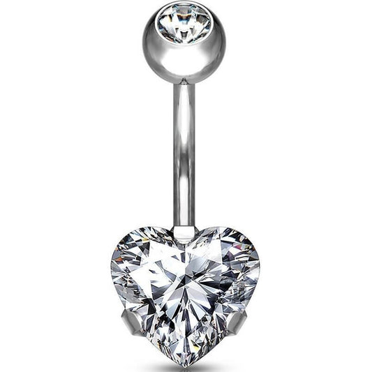 Titanium Belly Button Piercing Heart Zirconia