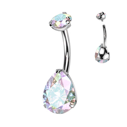 Titanium Belly Button Piercing Drop Zirconia Internally Threaded