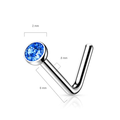 Titanium Nose L-Shape Zirconia Round Silver