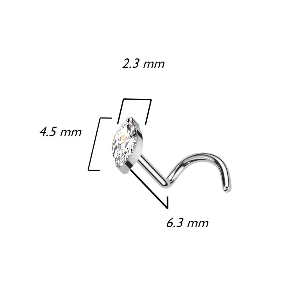 Titanio Screw Nasale Zircone taglio marquise