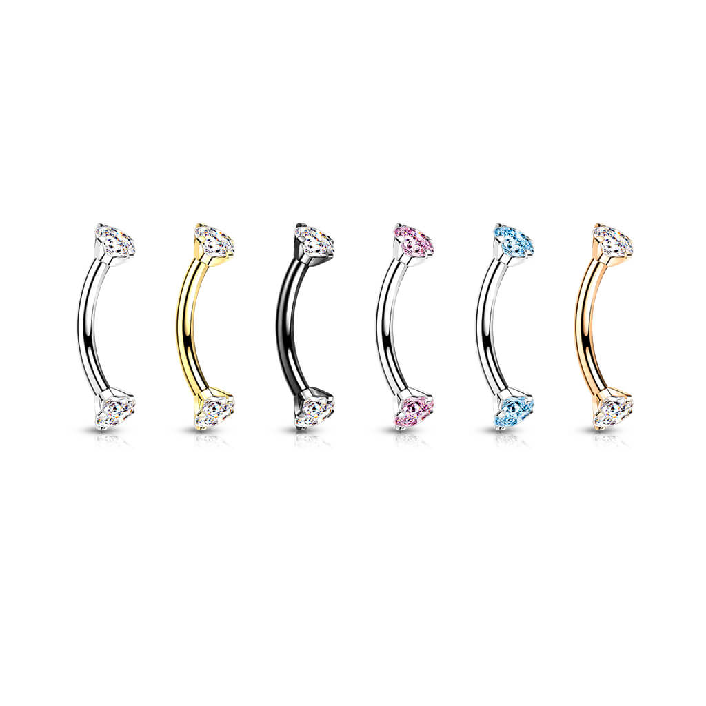 Titanium Eyebrow Piercing Zirconia Internally Threaded