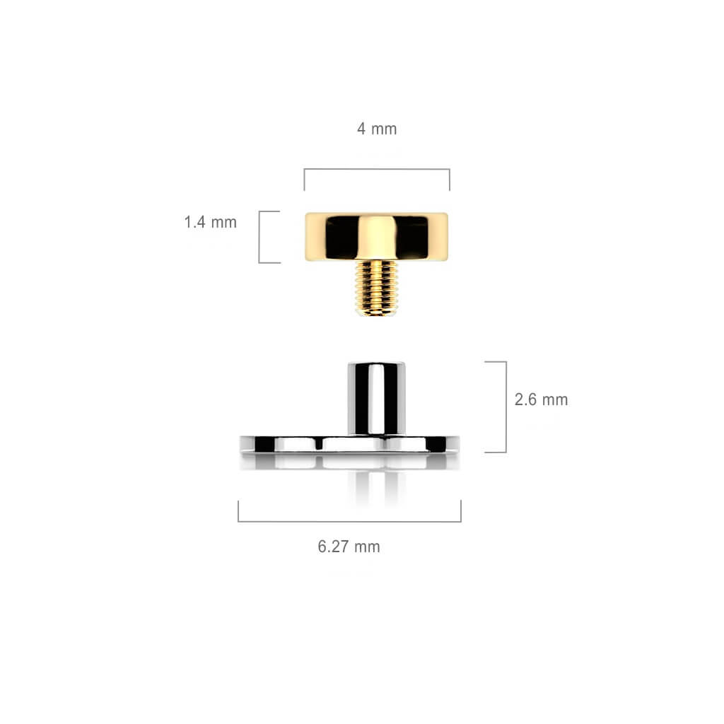 Titanio Base microdermal Ancla Plana Circular 2mm Rosca interna