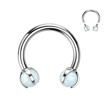 Titanium Horseshoe Ball Opal Internally Threaded