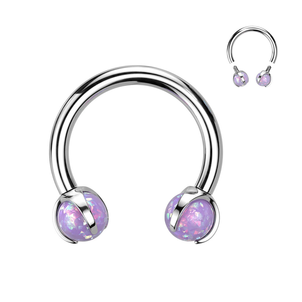 Titanium Horseshoe Ball Opal Internally Threaded