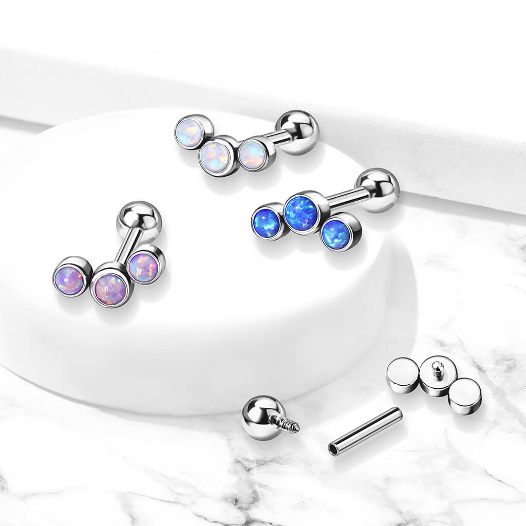 Titanium Barbell 3 Opal Silver Internally Threaded